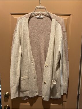 BB Dakota Two-Tone Cream and Taupe Open Cardigan
